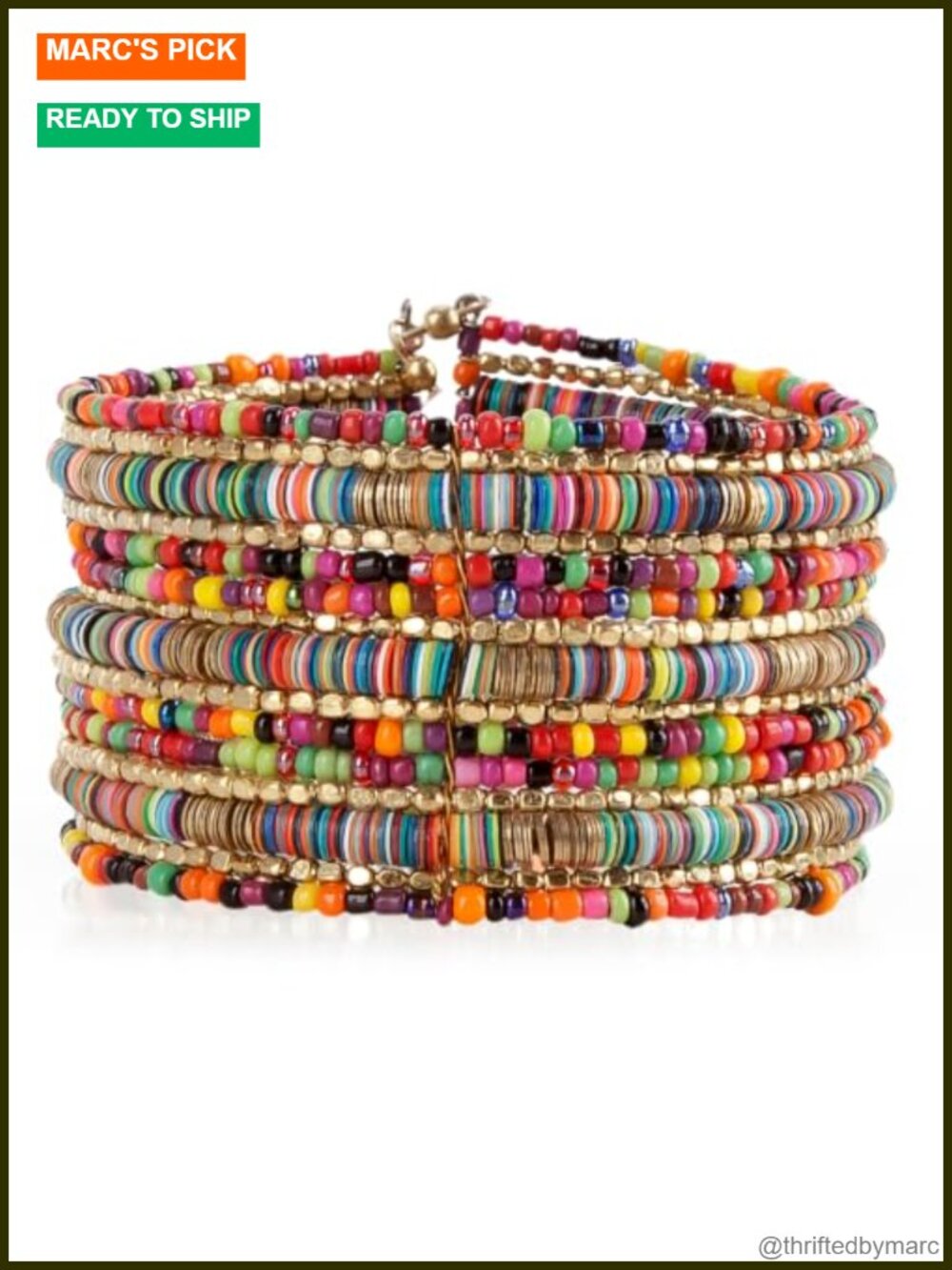 Boho Cuff Bracelet Women Adjustable Stackable Beaded Memory Wire